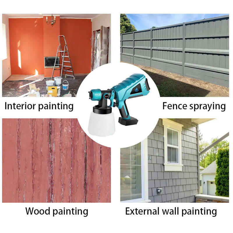 18 V įkraunamas purškimo pistoletas belaidžio dažų purškimo pistoleto baterija 800 W 1000 ml didelio galingumo srauto valdymo purškimo pistoletas, skirtas Makita 18 V baterijai