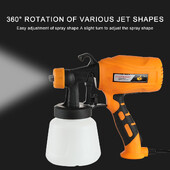 500 W elektrinis purškimo pistoletas 4 purkštukų dydžiai 900 cc HVLP Galingas automatinis ir namų dažų purkštuvas srauto valdymas Lengvas purškimas