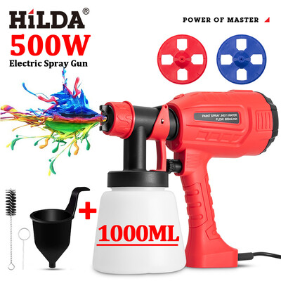 Pistol electric de pulverizare 500W 1000ML Pulverizator de vopsea de uz casnic Controlul debitului Pulverizare usoara Duza reglabila pentru mobila/pereti/garduri