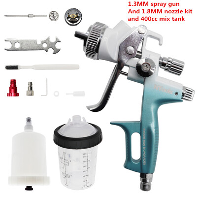 Purškimo pistoleto antgalis 1,3 ir 1,8 mm su 400 CC maišymo baku ir adapteriu automobilių dažų pistoleto lako dažų purkštuvas HVLP 4000B oro purškimo pistoletas