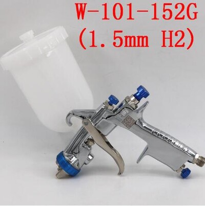 Japoniškos kokybės W-101 dažų purkštuvas W101 134G purškimo pistoletas plastikinis puodelis metalinis indas 0,5 / 0,8 / 1,0 / 1,3 / 1,5 / 1,8 mm