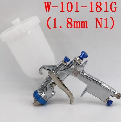 Japoniškos kokybės W-101 dažų purkštuvas W101 134G purškimo pistoletas plastikinis puodelis metalinis indas 0,5 / 0,8 / 1,0 / 1,3 / 1,5 / 1,8 mm