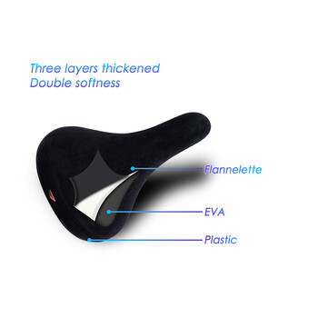 Funsea Bicycle Saddle Wheelie Μαύρο με λογότυπο Κάθισμα για ποδήλατα Flannelette Καθίσματα ποδηλάτου κέντημα λογότυπο 8mm Ράγα