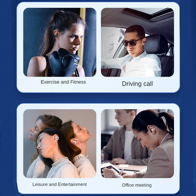 T75 belaidės ausinės ausinės su klipu Bluetooth ausinės ausinės HIFI stereo žemų dažnių sportinės ausinės kaulinės laidumo ausinės su mikrofonu