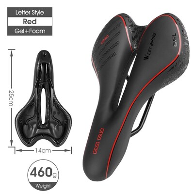 WEST BIKING Σέλα ποδηλάτου MTB Mountain Road Bicycle Seat PU Δερμάτινο Gel Ανώδυνο ποδηλατικό μαξιλάρι BMX Άνετα αντικραδασμικά ανταλλακτικά