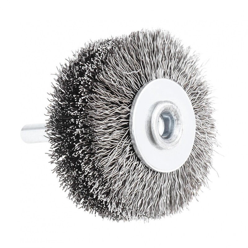 2 colių nerūdijančio plieno vielinis šepetys, skirtas elektriniam grąžto šlifuokliui poliruoti dažus rūdžių šalinimui 1/4 colio koteliu sunkiųjų ratų šepečiai