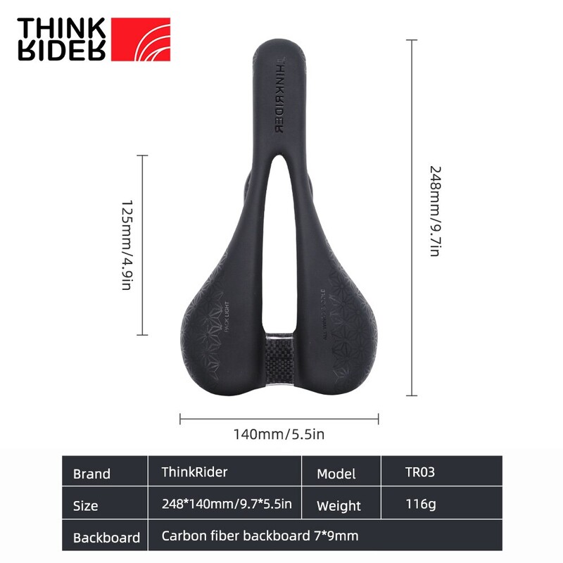 ThinkRider TR03 Full Carbons Fiber Saddle Ultralight 116g High Performance Open Saddle SuperFlow MTB Road Race dviračio balnas