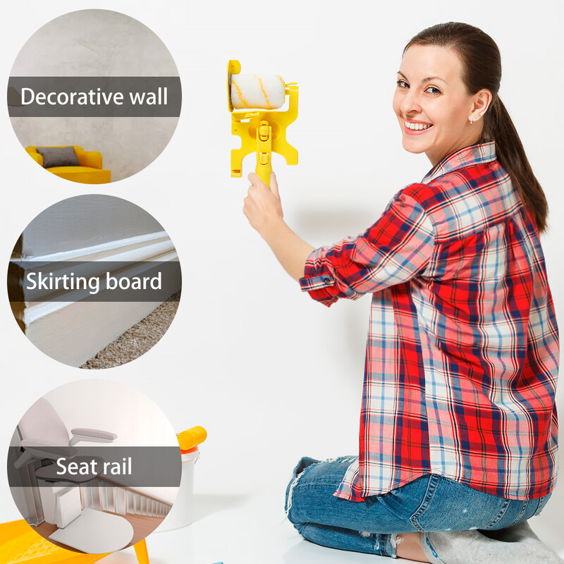 Dažų briaunų ritininis šepetys Rankinis švariai nupjautas dažų kraštų ritininis šepetys Nešiojamas dažų teptukas sienų tapybai namų tobulinimo įrankiai