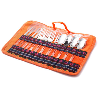 Camping Outdoor Cutler Set Lusikas Chopsticks Kahvel Knoad Täiskomplekt koos kotiga