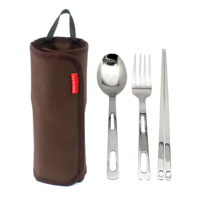 Camping Outdoor Cutler Set Lusikas Chopsticks Kahvel Knoad Täiskomplekt koos kotiga