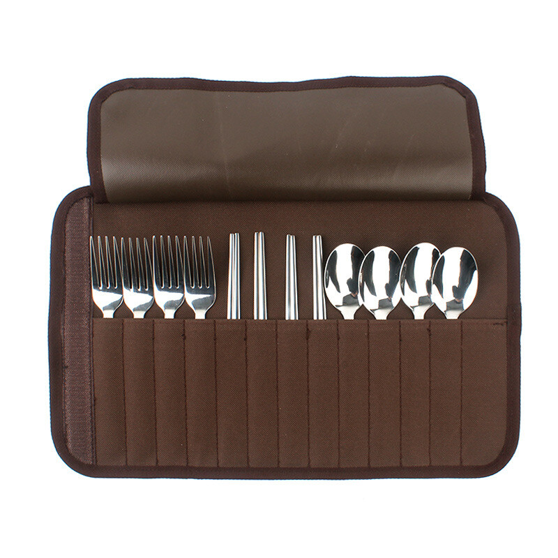 Camping Outdoor Cutler Set Lusikas Chopsticks Kahvel Knoad Täiskomplekt koos kotiga