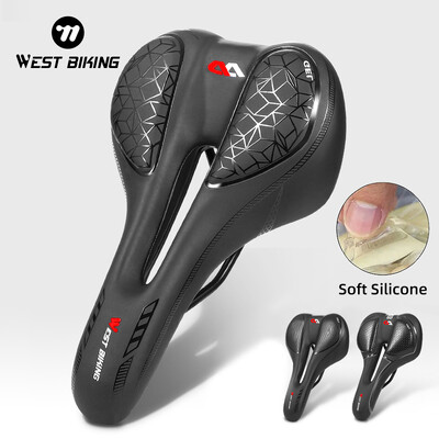 WEST BIKING Gel din silicon Șa de bicicletă Confortabil care amortizează șocul MTB Scaun pentru bicicletă de drum, gol, respirabil, pernă moale pentru ciclism