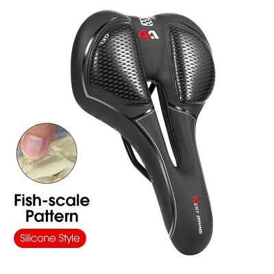 WEST BIKING gelio silikono dviračio balnelis Patogus smūgius sugeriantis MTB plento dviračio sėdynė tuščiavidurė, kvėpuojanti, minkšta dviračio pagalvėlė