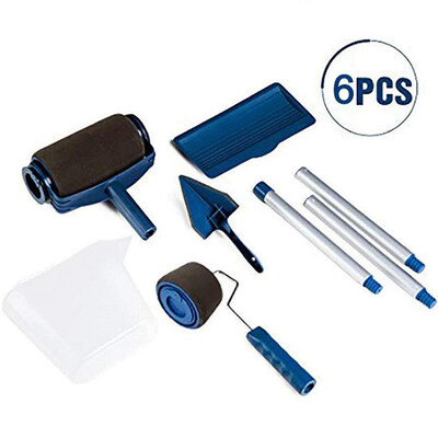 6 dalių daugiafunkcinis dažų volelio kampinis šepečio rankenos įrankis Sienų dažų ritinėlis „pasidaryk pats“ namuose Lengvai valdomas dažų šepetys