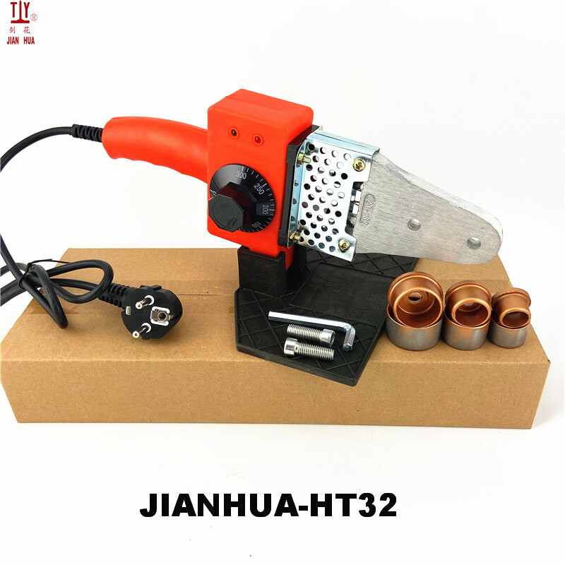 HT32 Crveni pvc stroj za zavarivanje topljenjem cijevi Vodoinstalaterski alati 20 mm 25 mm 32 mm glava za matrice AC 220 V 600 W Ppr aparati za zavarivanje Zavarivač plastike