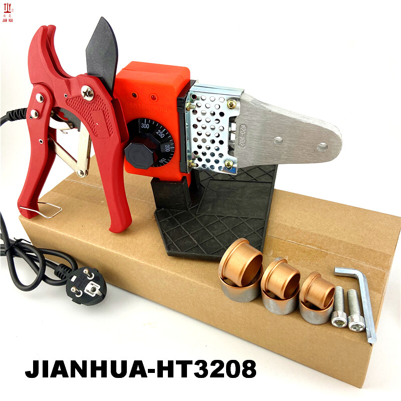 HT32 Crveni pvc stroj za zavarivanje topljenjem cijevi Vodoinstalaterski alati 20 mm 25 mm 32 mm glava za matrice AC 220 V 600 W Ppr aparati za zavarivanje Zavarivač plastike