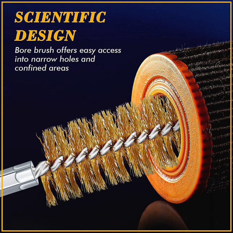 6 vnt plieninis vielinis šepetys, susuktas vielinis nerūdijančio plieno valymo šepetys su rankena 1/4 šešiakampio koto, skirto elektrinio gręžimo smūginiam suktuvui