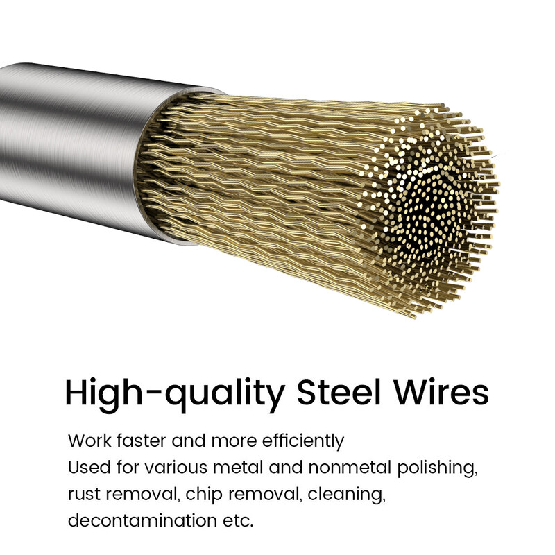 60 vnt. Vielinis šepetys Nerūdijančio plieno gofruotas vielos ratas Kelių dydžių vielinio grąžto šepečio valymas šurmuliavimo įrankis Rankinio gręžimo priedas