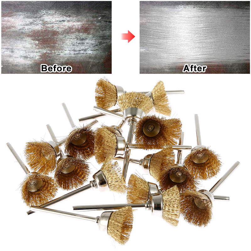 60 vnt. Vielinis šepetys Nerūdijančio plieno gofruotas vielos ratas Kelių dydžių vielinio grąžto šepečio valymas šurmuliavimo įrankis Rankinio gręžimo priedas