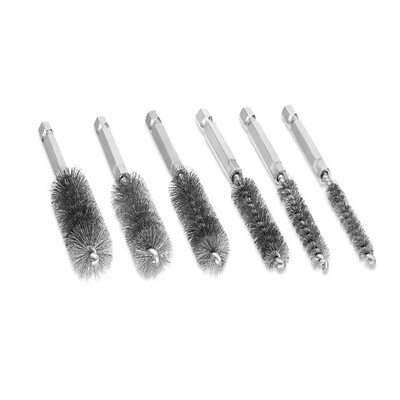 6 tk/komplekt puuriharjad 1/4" kuusnurkne liides takkide poleerimiseks Roostevabast terasest vasest nailonist harjastega traatharjade eemaldamiseks