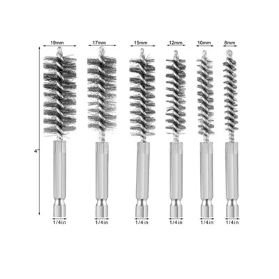 6 tk/komplekt puuriharjad 1/4" kuusnurkne liides takkide poleerimiseks Roostevabast terasest vasest nailonist harjastega traatharjade eemaldamiseks
