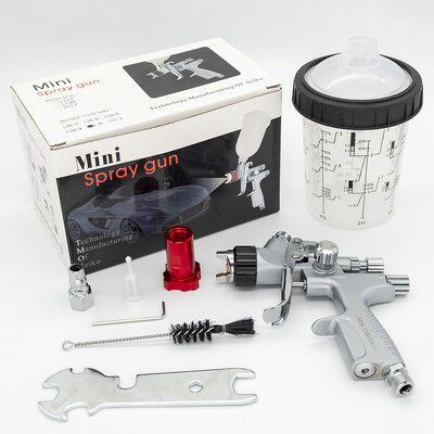 1,0 mm antgalis MINI T50 Professional HVLP mini dažų purškimo pistoletas 250 ml puodelio teptukas, skirtas dažyti automobilio aerografo pneumatinį pistoletą