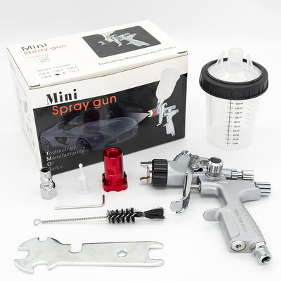 1,0 mm antgalis MINI T50 Professional HVLP mini dažų purškimo pistoletas 250 ml puodelio teptukas, skirtas dažyti automobilio aerografo pneumatinį pistoletą