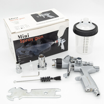 1,0 mm antgalis MINI T50 Professional HVLP mini dažų purškimo pistoletas 250 ml puodelio teptukas, skirtas dažyti automobilio aerografo pneumatinį pistoletą