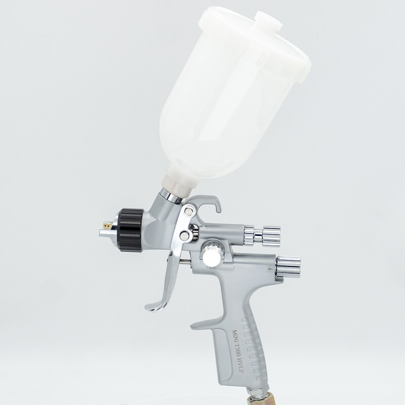 1,0 mm antgalis MINI T50 Professional HVLP mini dažų purškimo pistoletas 250 ml puodelio teptukas, skirtas dažyti automobilio aerografo pneumatinį pistoletą