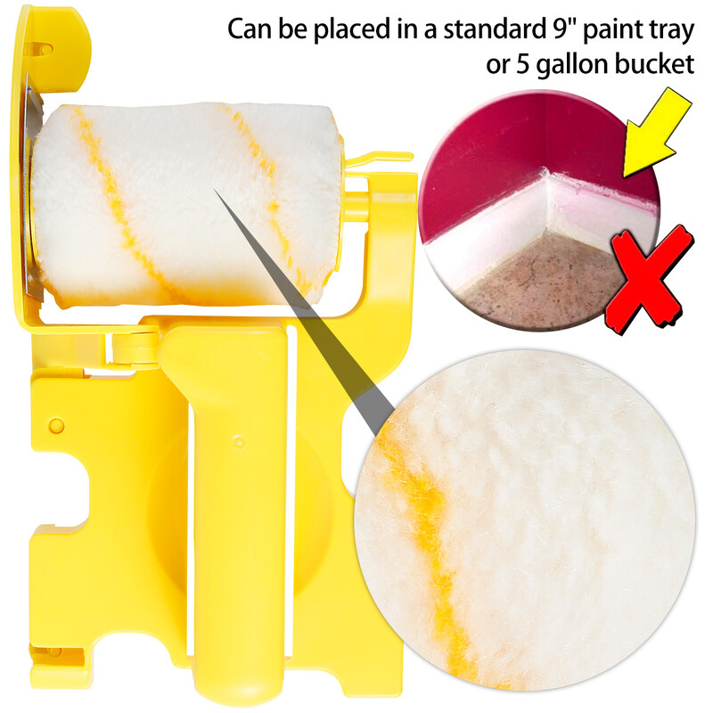 Dažų briaunų ritininis šepetys Rankinis švariai nupjaunamas dažų briaunų ritininis šepetys Nešiojamas dažų kraštavimo įrankis su voleliu ir šepečio kambario sienele