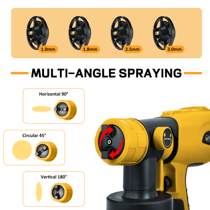 1000 ml belaidis elektrinis purškimo pistoletas bešepetinis dažų purkštuvas automobilių baldų dangos aerozoliui, skirtas Dewalt 20 V baterijai (be baterijos)