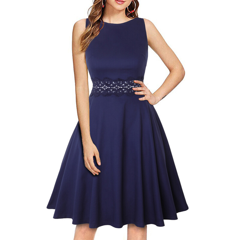 Tarpvalstybiniai moteriški drabužiai A2024 vasara 2024 naujo stiliaus nėriniais surišta plona temperamento didelė suknelė