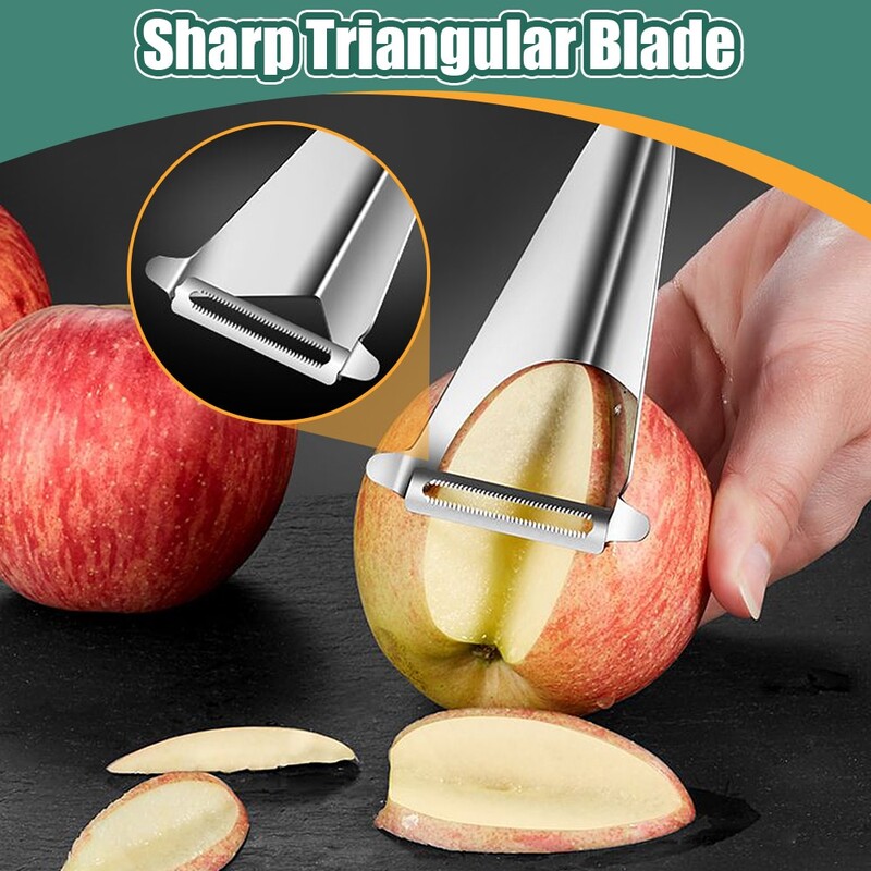 Nerūdijančio plieno vaisių drožimo peilis trikampis daržovių vaisių pjaustyklė Stumiamas obliavimo peilis morkų skustuvas Neslystantis drožimo peiliukas