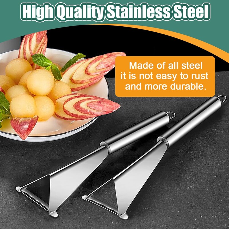 Nerūdijančio plieno vaisių drožimo peilis trikampis daržovių vaisių pjaustyklė Stumiamas obliavimo peilis morkų skustuvas Neslystantis drožimo peiliukas