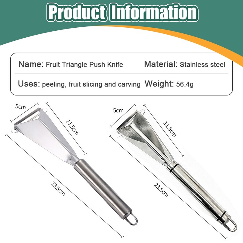 Nerūdijančio plieno vaisių drožimo peilis trikampis daržovių vaisių pjaustyklė Stumiamas obliavimo peilis morkų skustuvas Neslystantis drožimo peiliukas
