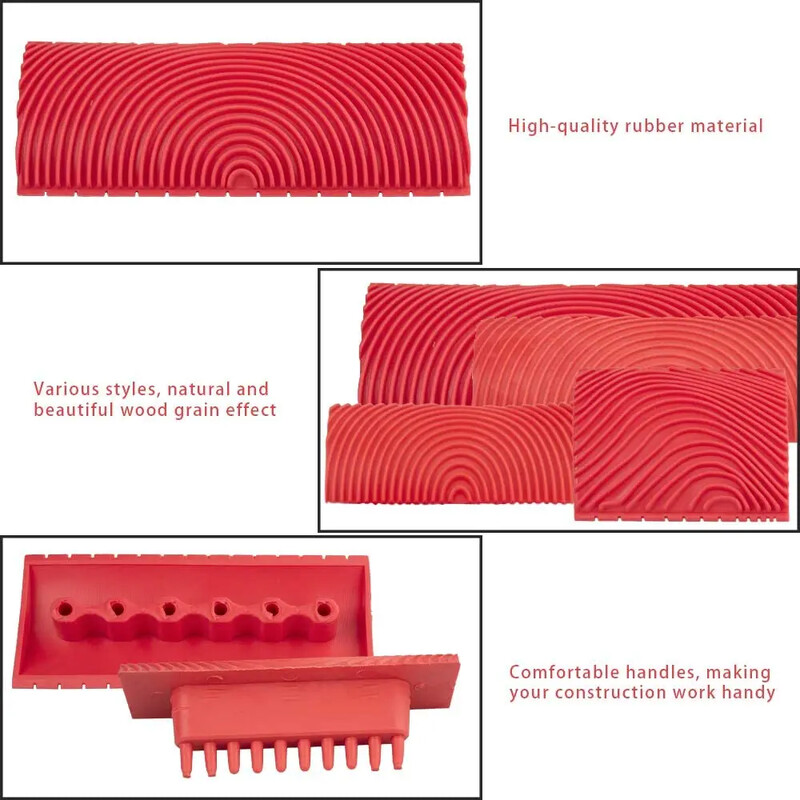 2vnt/komplektas Guminis voleliu teptukas Dažymo įrankiai Medžio imitacija Sienų dažymas Namų dekoravimas Menas Reljefas DIY Graining