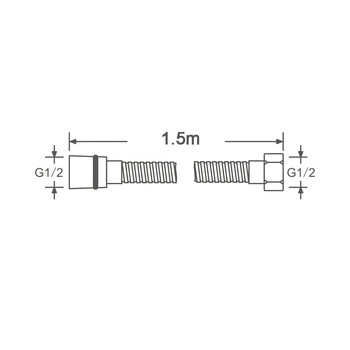 1500MM сребрист PVC гладък маркуч за душ с високо налягане за вана, ръчна глава Гъвкаво въртене на 360°