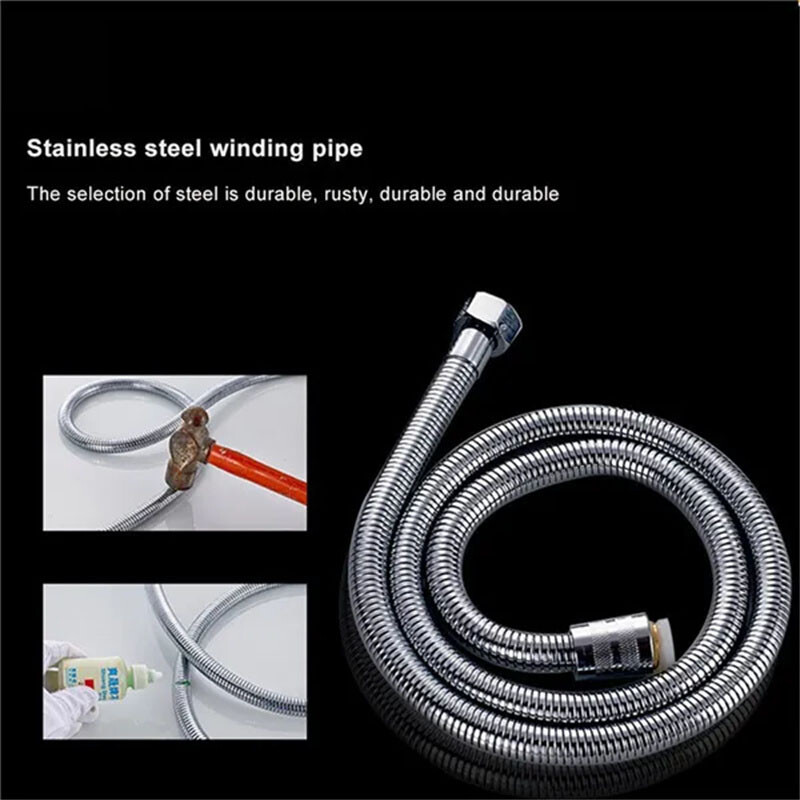1kom Fleksibilno crijevo za tuširanje od nehrđajućeg čelika 1,5M/2M/3M Produžetak crijeva za vodu za tuširanje Vodovodna cijev Cijev za povlačenje Kupaonski pribor