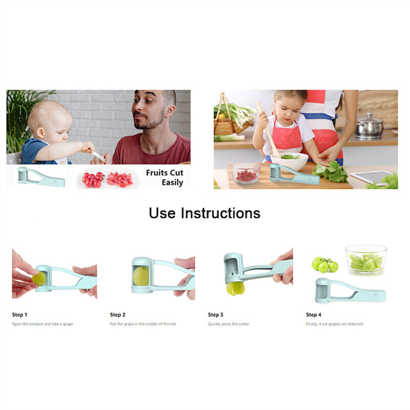 Pomidorų pjaustyklės pjaustyklės vynuogių įrankiai Vyšnių vaisių salotų pjaustyklės artefaktas mažiems vaikams Maži virtuvės priedai pjaustymo įtaisas kūdikiui