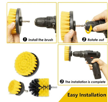 3 τμχ Σετ προσάρτημα βούρτσας τρυπανιού Power Scrubber Brush with Drill Scrub Brush for Cleaning ντους Μπανιέρες Μοκέτα πλακιδίων μπάνιου