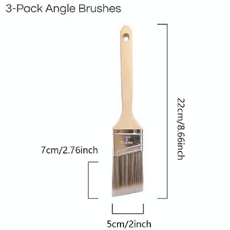 Dažų šepetėlių rinkinys 3 pakelių 2 colių kampiniai šepečiai, skirti visoms latekso ir aliejinių dažų dėmėms, namų gerinimui, vidaus naudojimui išorėje