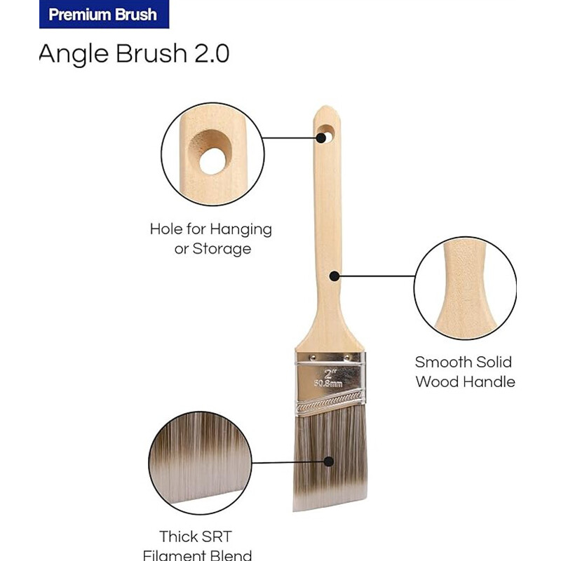 Dažų šepetėlių rinkinys 3 pakelių 2 colių kampiniai šepečiai, skirti visoms latekso ir aliejinių dažų dėmėms, namų gerinimui, vidaus naudojimui išorėje