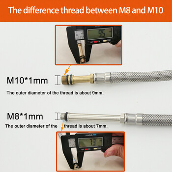 M10/M8 G1/2 Кранове с плетени маркучи от неръждаема стомана Смесена входяща тръба за топла и студена вода Водна тръба за мивка за умивалник 80cm1M1.5M2M