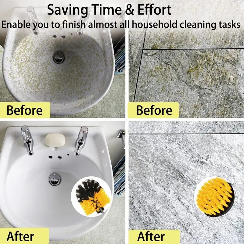 7 vnt. judanti šepečio galvutė, elektrinis valymo šepetys, geltonas 7 dalių rinkinys, elektrinių gręžtuvų šepetėlių galvučių rinkinys namų apyvokos reikmenys