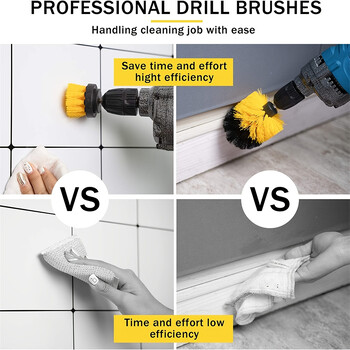 3 τμχ Σετ προσάρτημα βούρτσας τρυπανιού Power Scrubber Brush with Drill Scrub Brush for Cleaning ντους Μπανιέρες Μοκέτα πλακιδίων μπάνιου