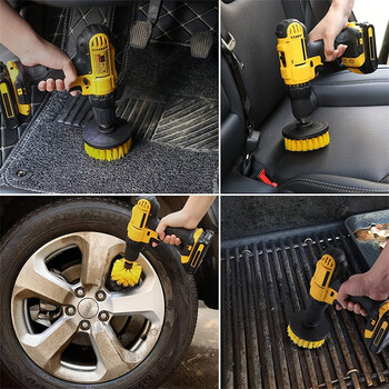 3 τμχ Σετ προσάρτημα βούρτσας τρυπανιού Power Scrubber Brush with Drill Scrub Brush for Cleaning ντους Μπανιέρες Μοκέτα πλακιδίων μπάνιου