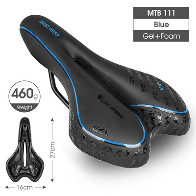 WEST BIKING MTB Gel Comfort Bicycle Saddle Foam Road Bike Ανώδυνο κάθισμα PU Δερμάτινο Ευέλικτο ποδηλατικό BMX Ανταλλακτικά ποδηλάτου σέλας