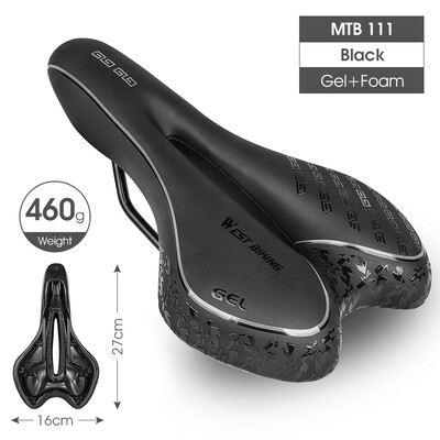 WEST BIKING MTB Gel Comfort Bicycle Saddle Foam Road Bike Ανώδυνο κάθισμα PU Δερμάτινο Ευέλικτο ποδηλατικό BMX Ανταλλακτικά ποδηλάτου σέλας