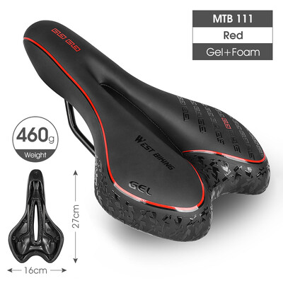 WEST BIKING MTB Gel Comfort Bicycle Saddle Foam Road Bike Ανώδυνο κάθισμα PU Δερμάτινο Ευέλικτο ποδηλατικό BMX Ανταλλακτικά ποδηλάτου σέλας