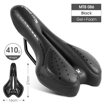 WEST BIKING MTB Gel Comfort Bicycle Saddle Foam Road Bike Ανώδυνο κάθισμα PU Δερμάτινο Ευέλικτο ποδηλατικό BMX Ανταλλακτικά ποδηλάτου σέλας